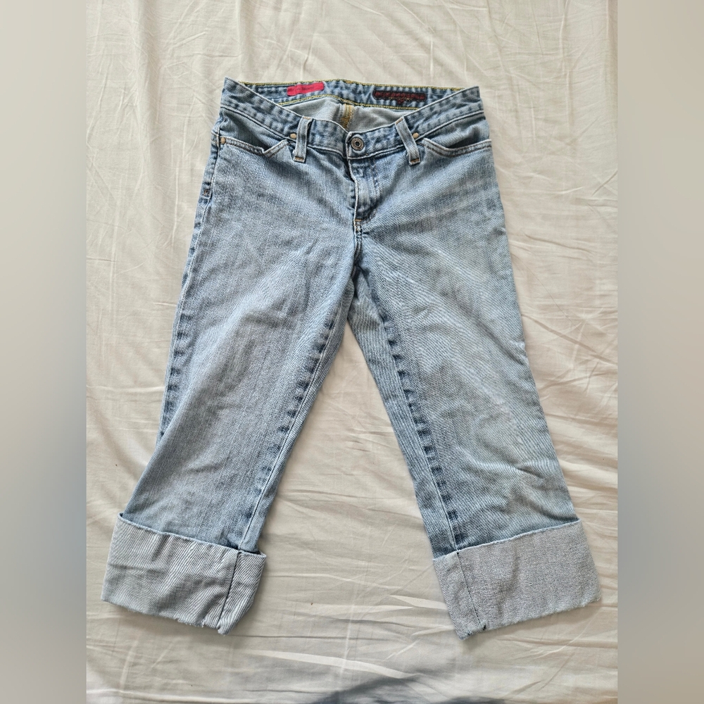 Ag Adriano Goldschmied Light Blue Cropped Cuffed Jeans
